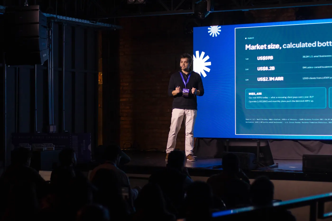 Octavio Acuña presentando el tamaño de mercado de BUP Global